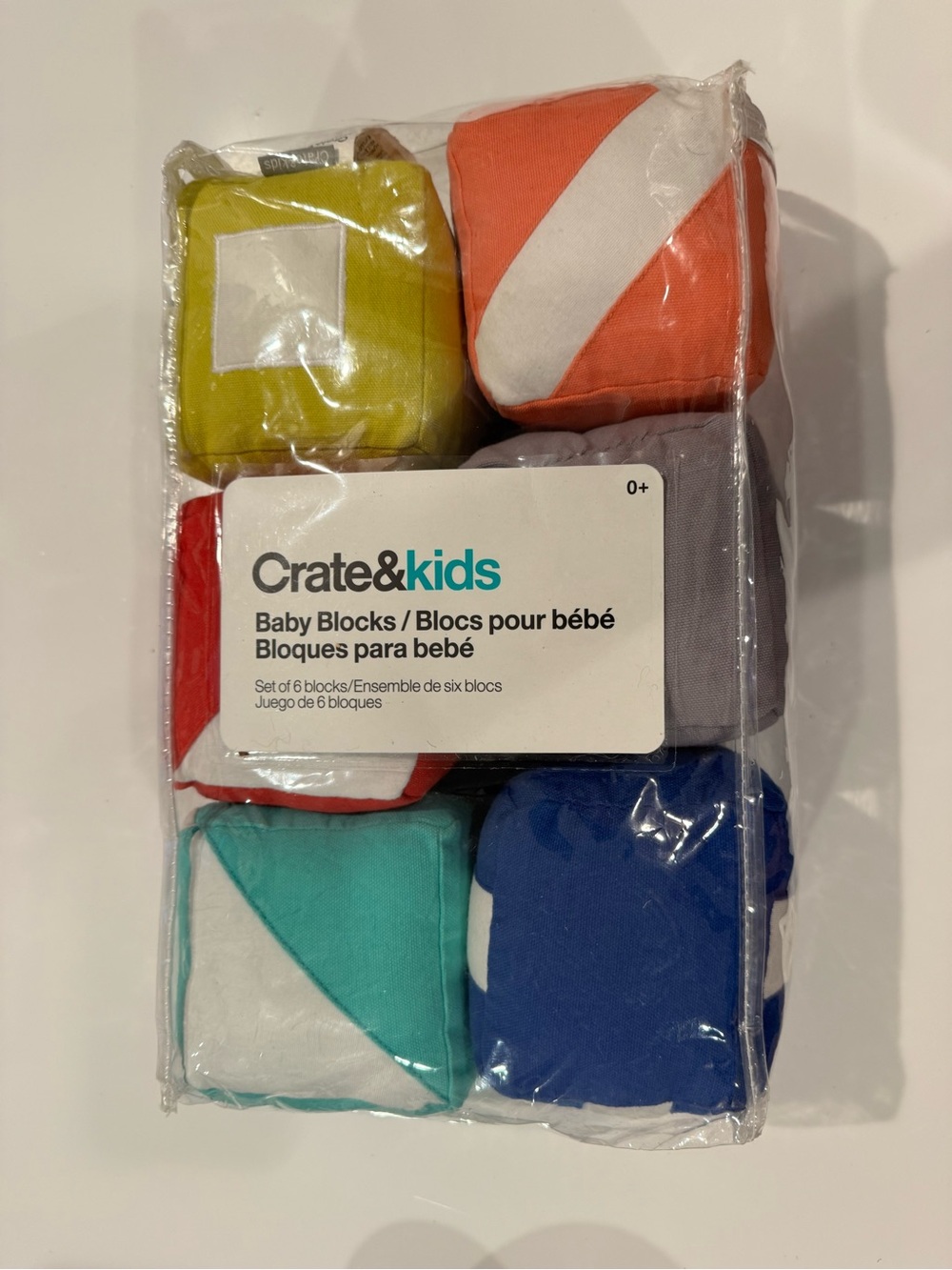 Crate & Barrel Kids Plush Baby Blocks Colorful Set Of 6 Large 0+